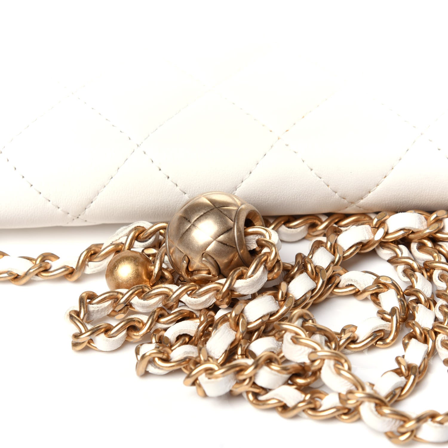 Chanel Lambskin Quilted CC Pearl Crush Wallet on Chain WOC White 22 of 27