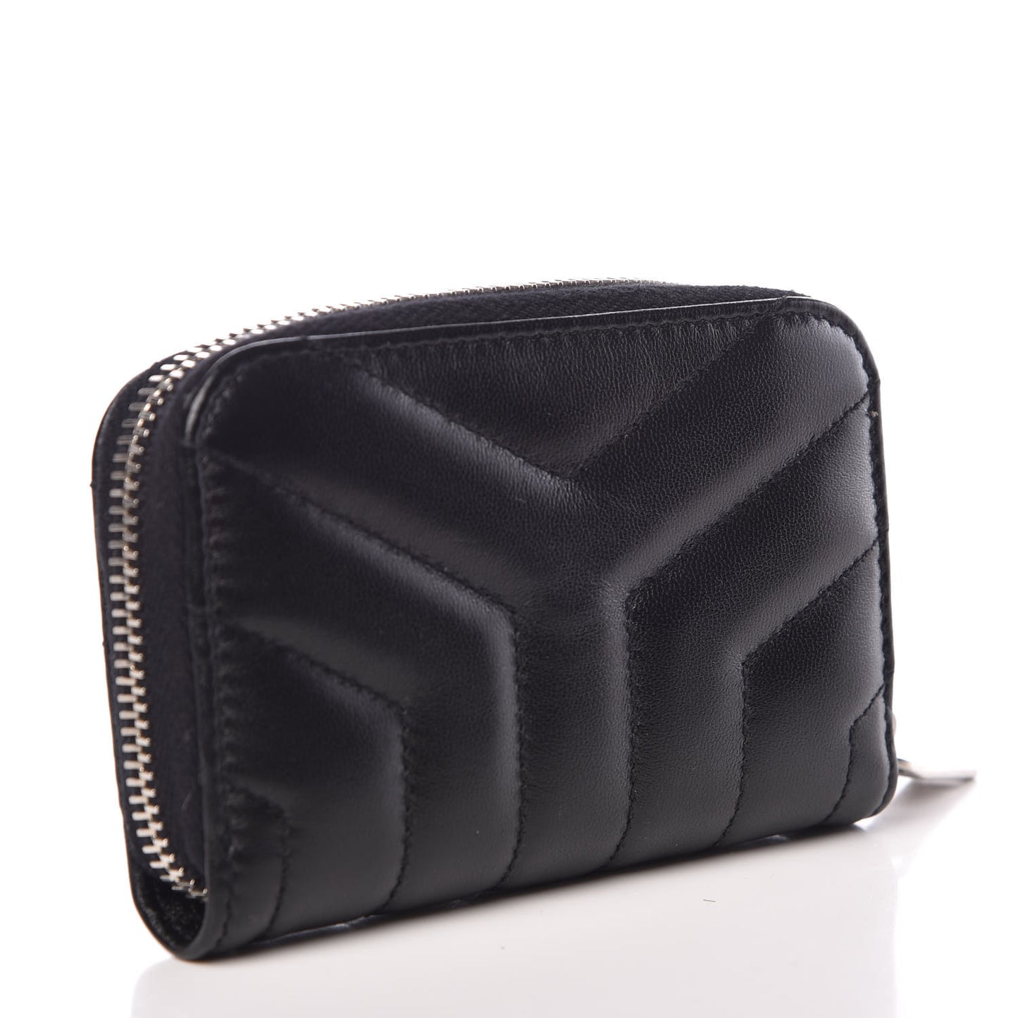Lambskin Y Quilted Monogram LouLou Zip Coin Purse Black