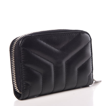 Saint Laurent Lambskin Y Quilted Monogram LouLou Zip Coin Purse Black 3 of 8