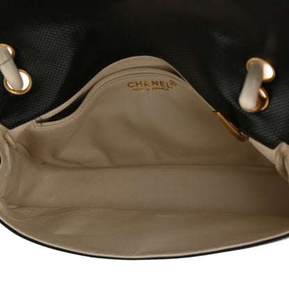 Chanel Lambskin Perforated Medium Single Flap Bag Black White 5 of 11