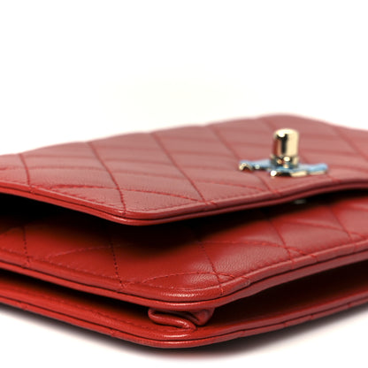 Chanel Lambskin Quilted Trendy CC Wallet On Chain WOC Red 11 of 12