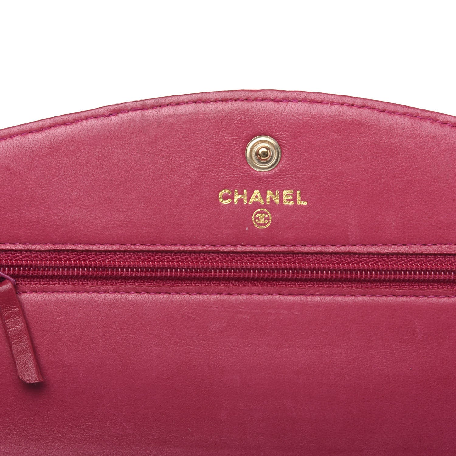 Chanel Caviar Timeless CC Wallet On Chain WOC Dark Fuchsia 5 of 12