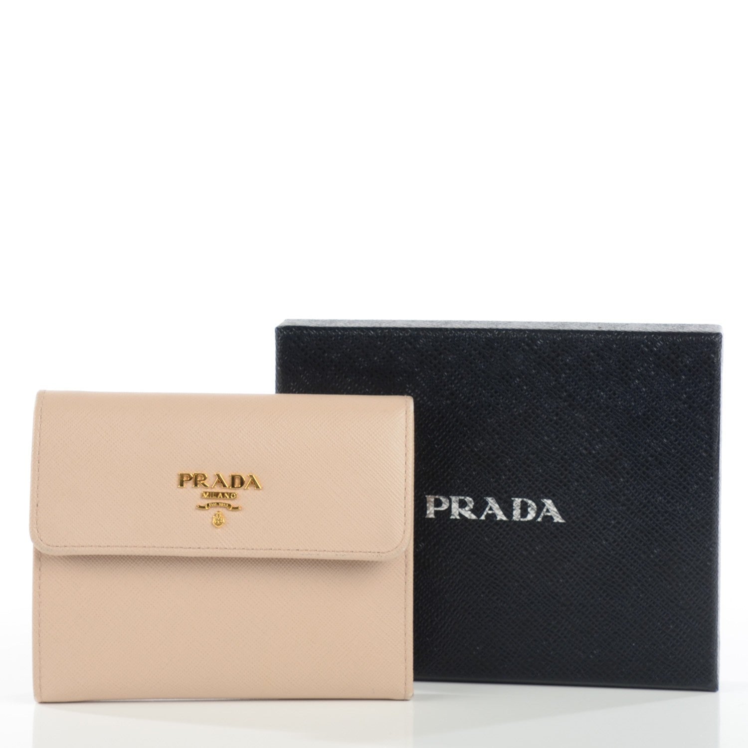 Prada Saffiano Metal Tri-Fold Wallet Cipria 6 of 9
