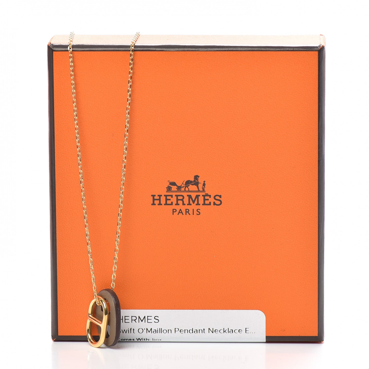 Hermes Swift O'Maillon Pendant Necklace Etoupe 6 of 6