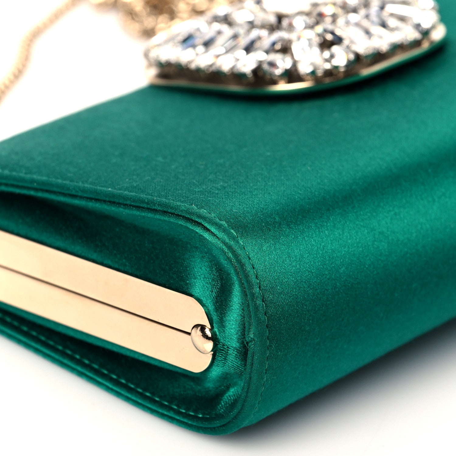 Jimmy Choo Satin Crystal Leonis Clutch Green 8 of 10