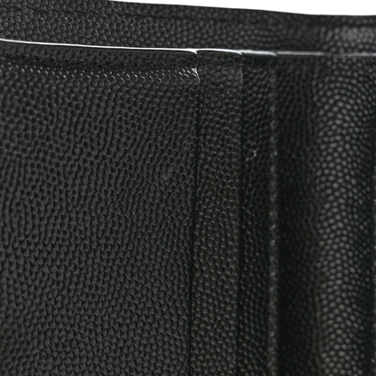 Saint Laurent Grain De Poudre Matelasse Chevron Monogram Zipped Card Case Black 8 of 9