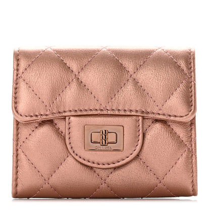 Chanel Metallic Calfskin Quilted Reissue Flap Card Holder Wallet Copper Pink 1 of 8