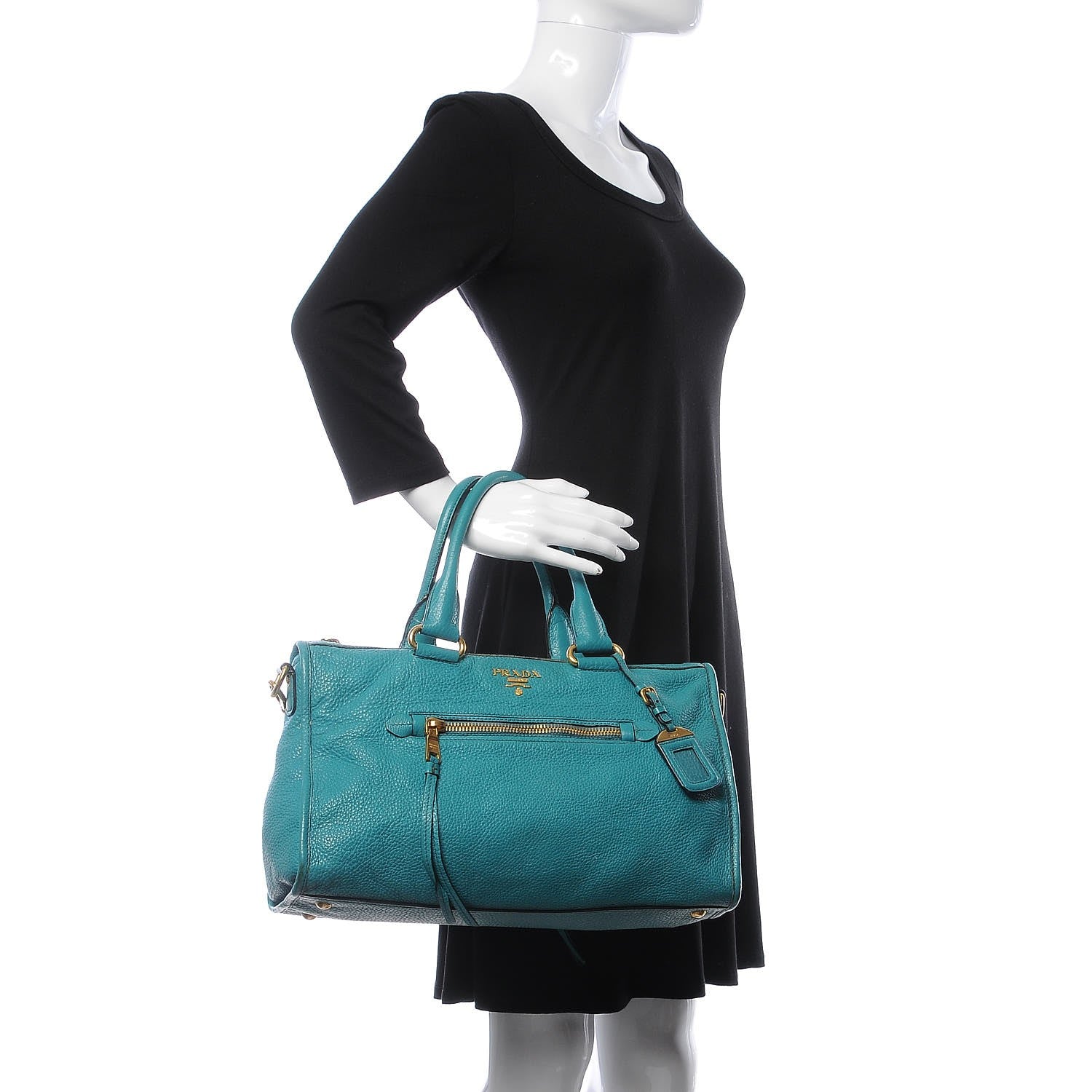 Prada Vitello Daino Shopping Satchel Voyage Turchese 2 of 22
