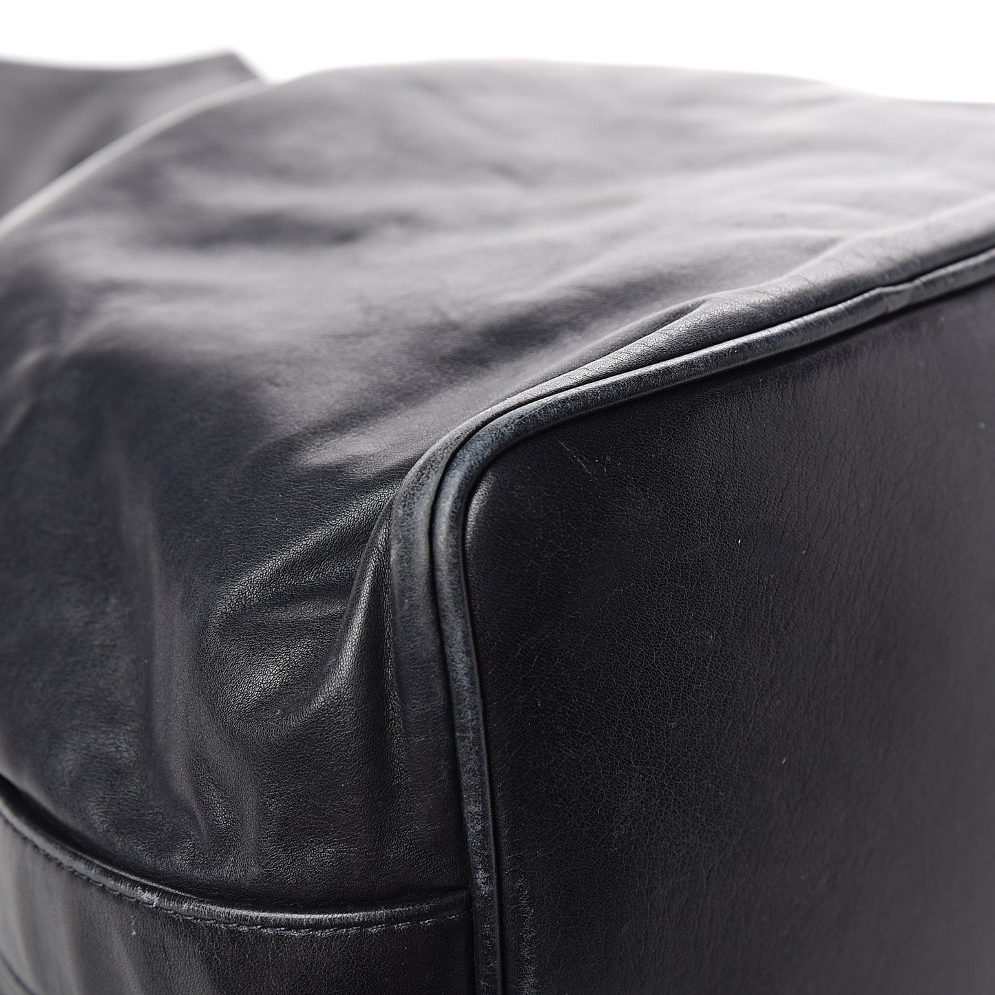 Lambskin Drawstring CC Shoulder Bag Navy Blue