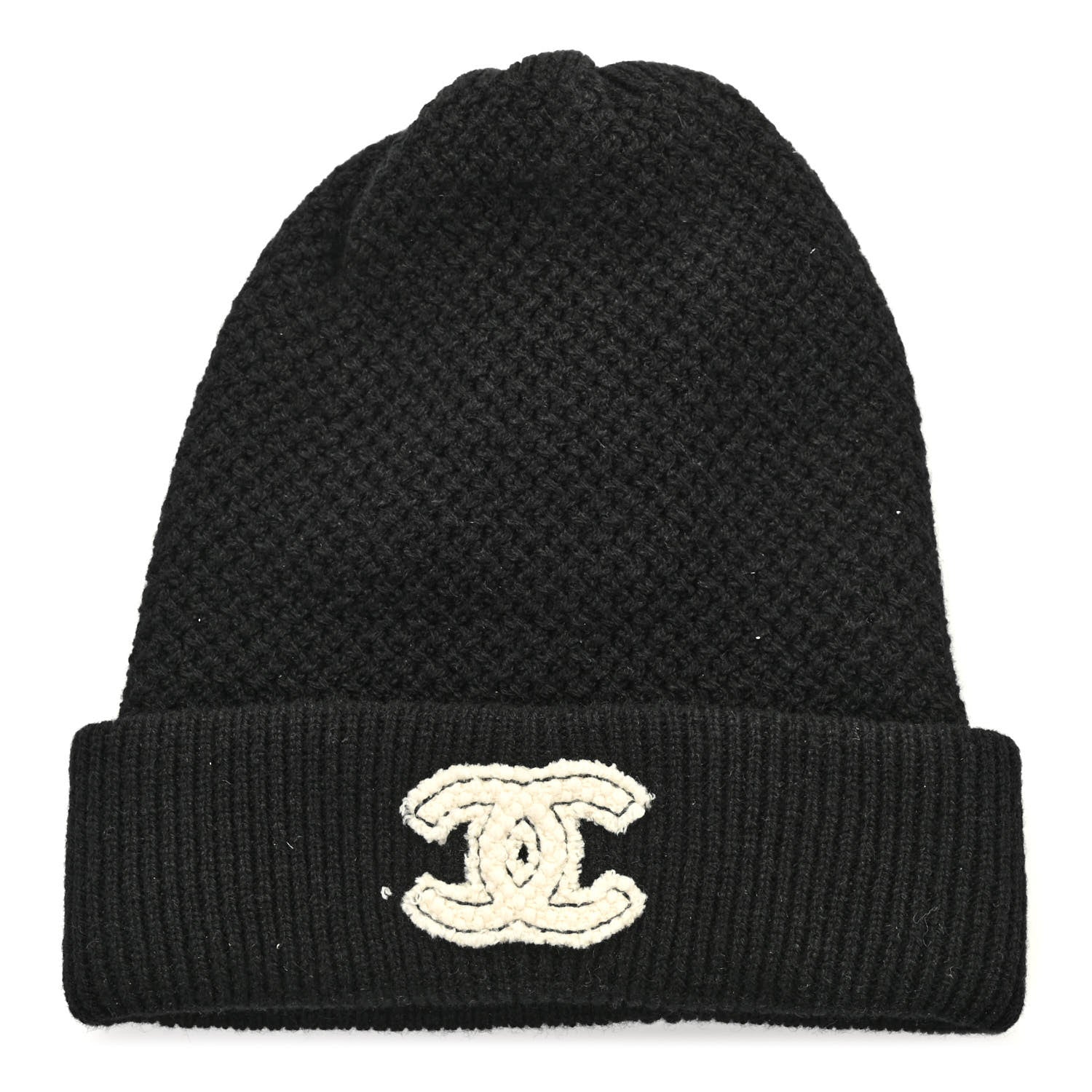 Chanel Cashmere CC Logo Beanie Hat Black 1 of 5
