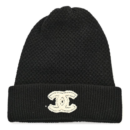 Chanel Cashmere CC Logo Beanie Hat Black 1 of 5