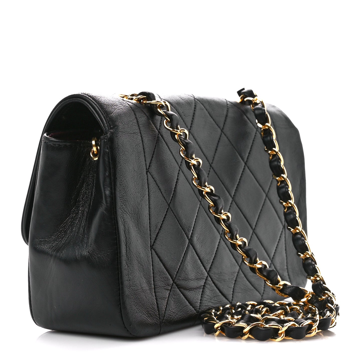 Lambskin Quilted Small Single Flap Black