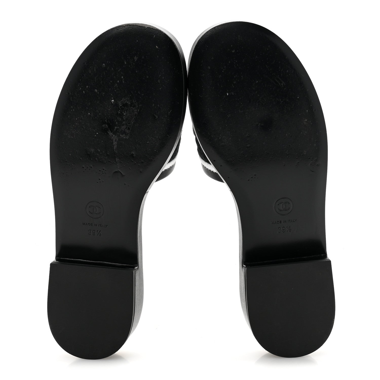 Chanel Lambskin Embroidered CC Mule Sandal 39.5 Black White 6 of 10
