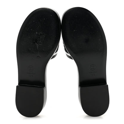 Chanel Lambskin Embroidered CC Mule Sandal 39.5 Black White 6 of 10