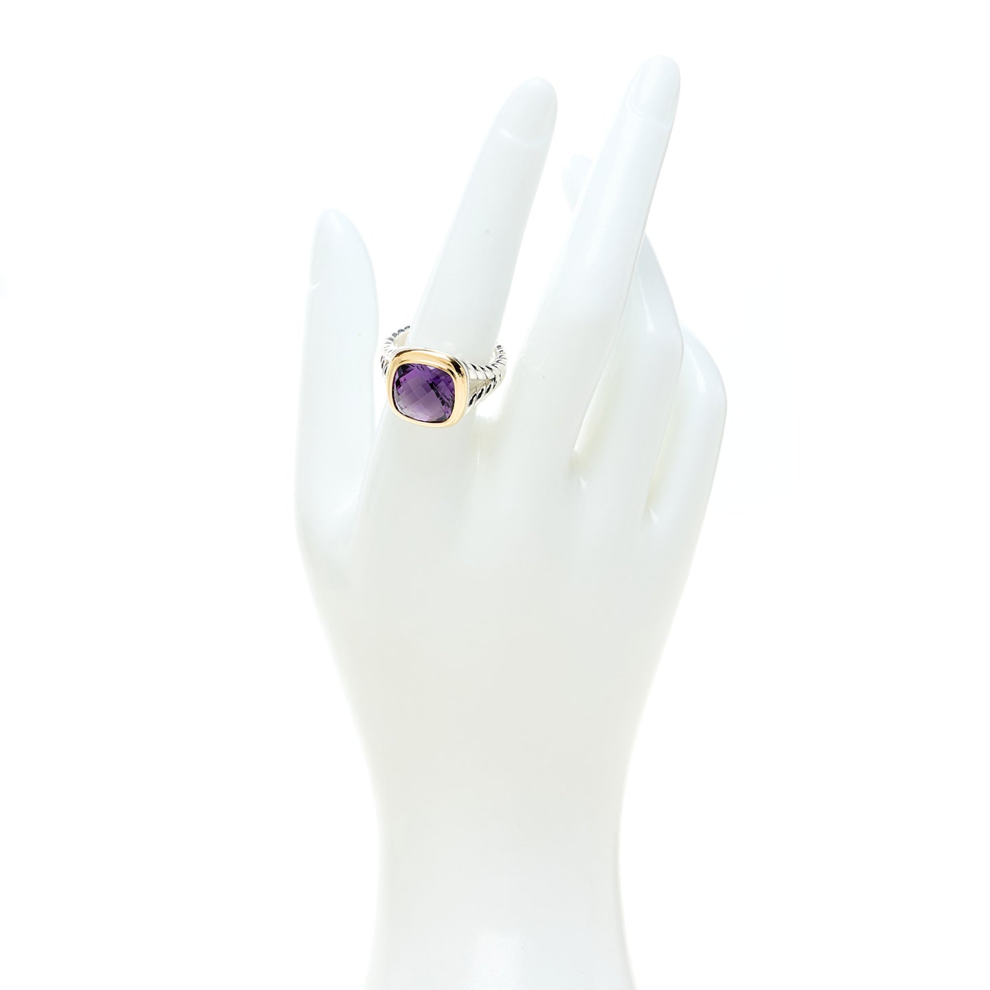 Sterling Silver 18K Yellow Gold Amethyst 11mm Albion Ring 57 8
