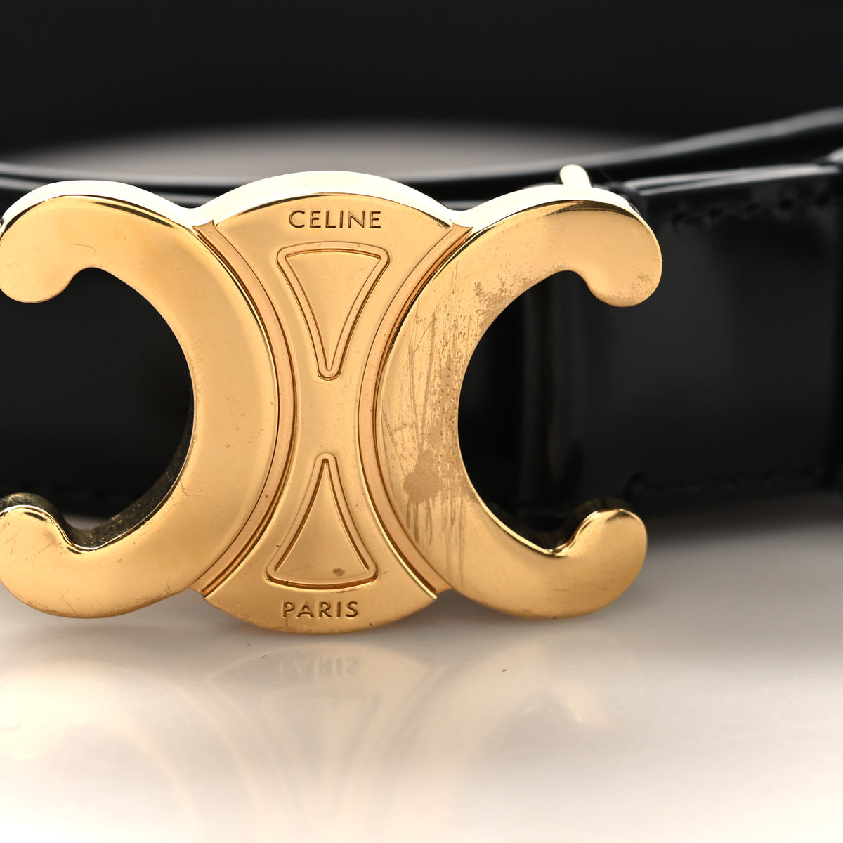 Celine Box Calfskin Medium 25mm Triomphe Belt Black 75 30 Black 5 of 6
