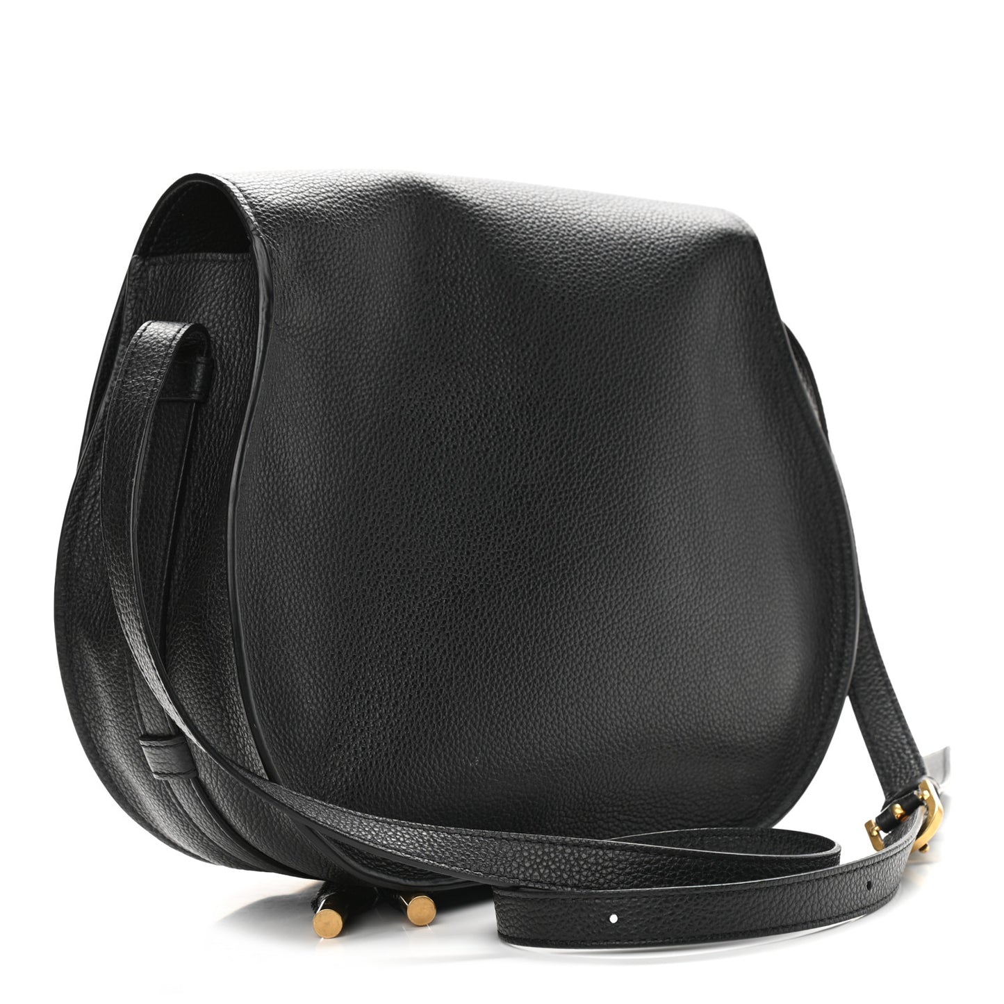 Calfskin Medium Marcie Round Crossbody Bag Black