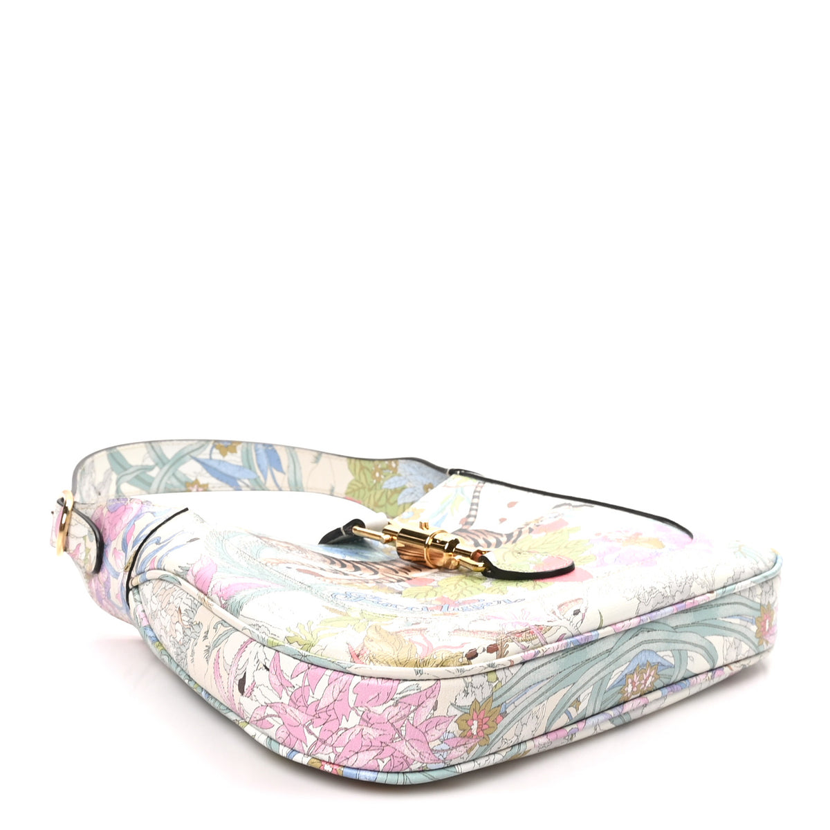 Gucci New Shangai Calfskin Tiger Savanah Small Jackie 1961 Hobo Chalky White Multicolor 4 of 9