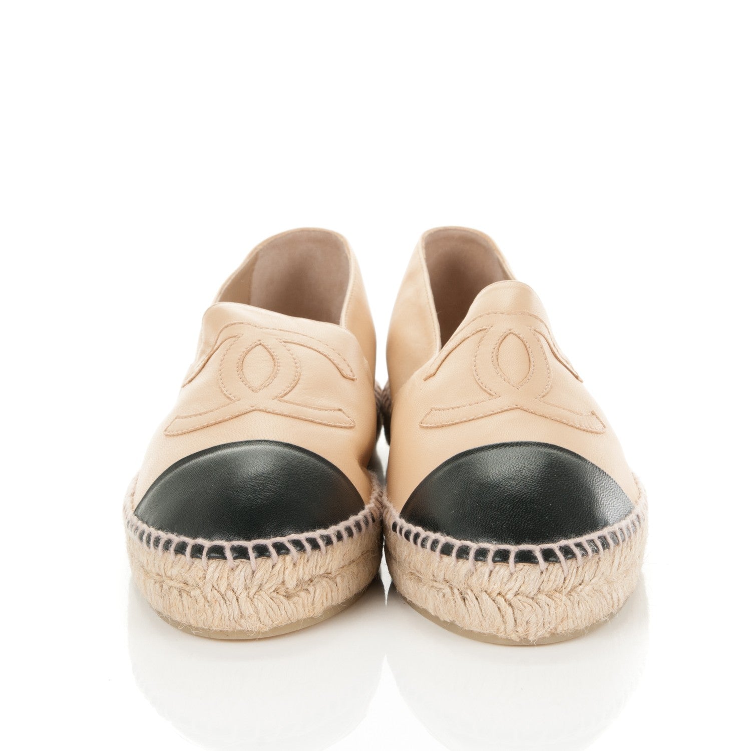 Chanel Lambskin CC Espadrilles 41 Beige Black 2 of 7