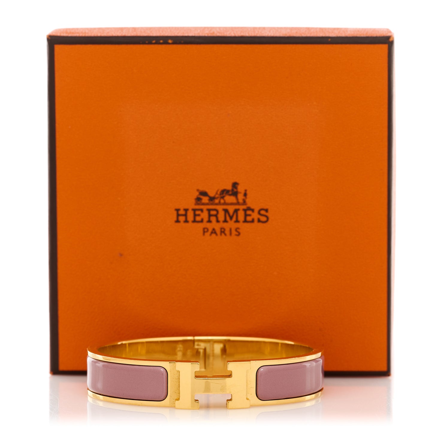 Enamel Narrow Clic Clac H Bracelet PM Marron Glace