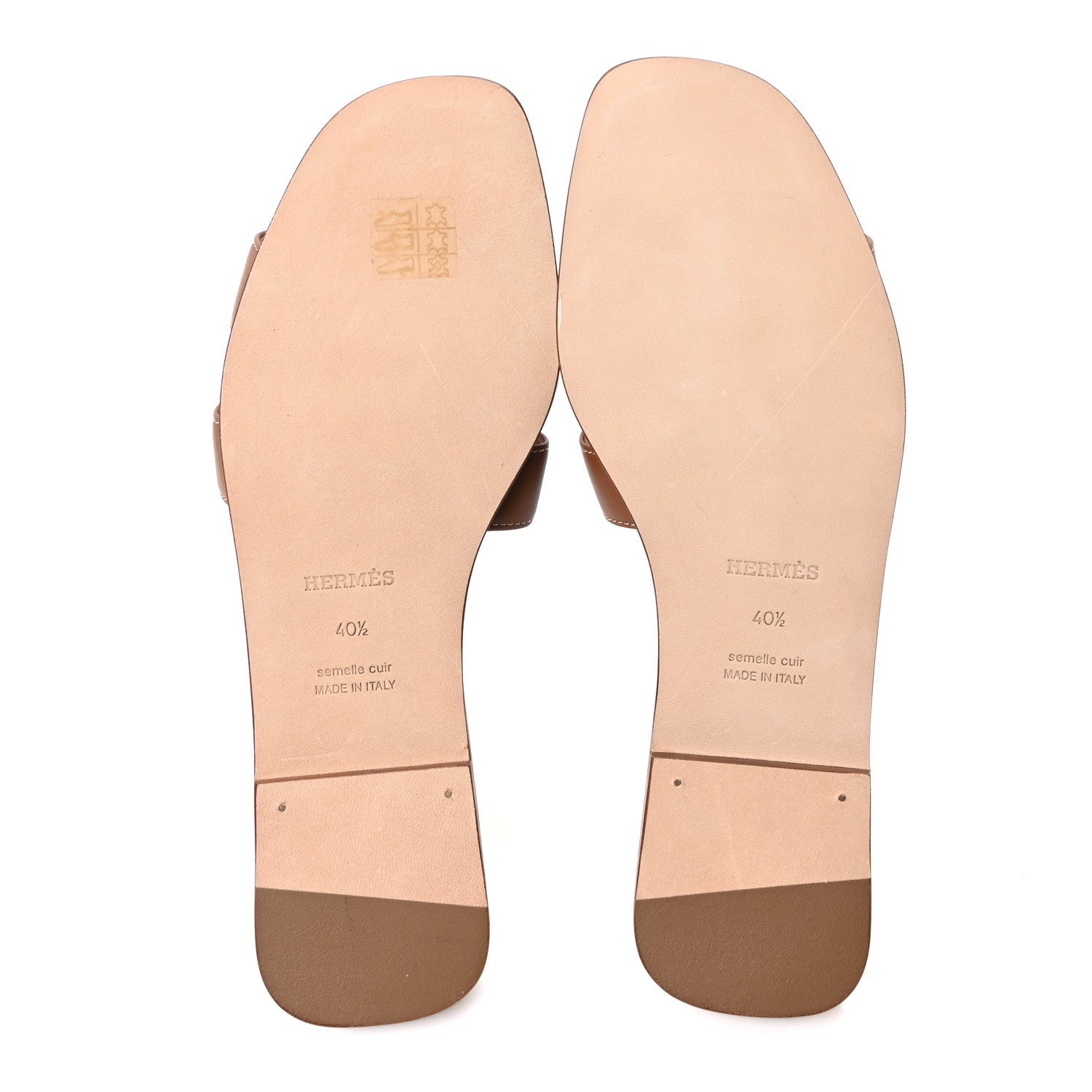 Hermes Box Calfskin Oran Sandals 40.5 Gold 6 of 9