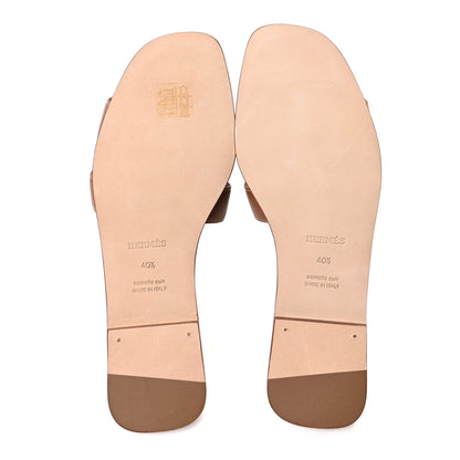 Hermes Box Calfskin Oran Sandals 40.5 Gold 6 of 9