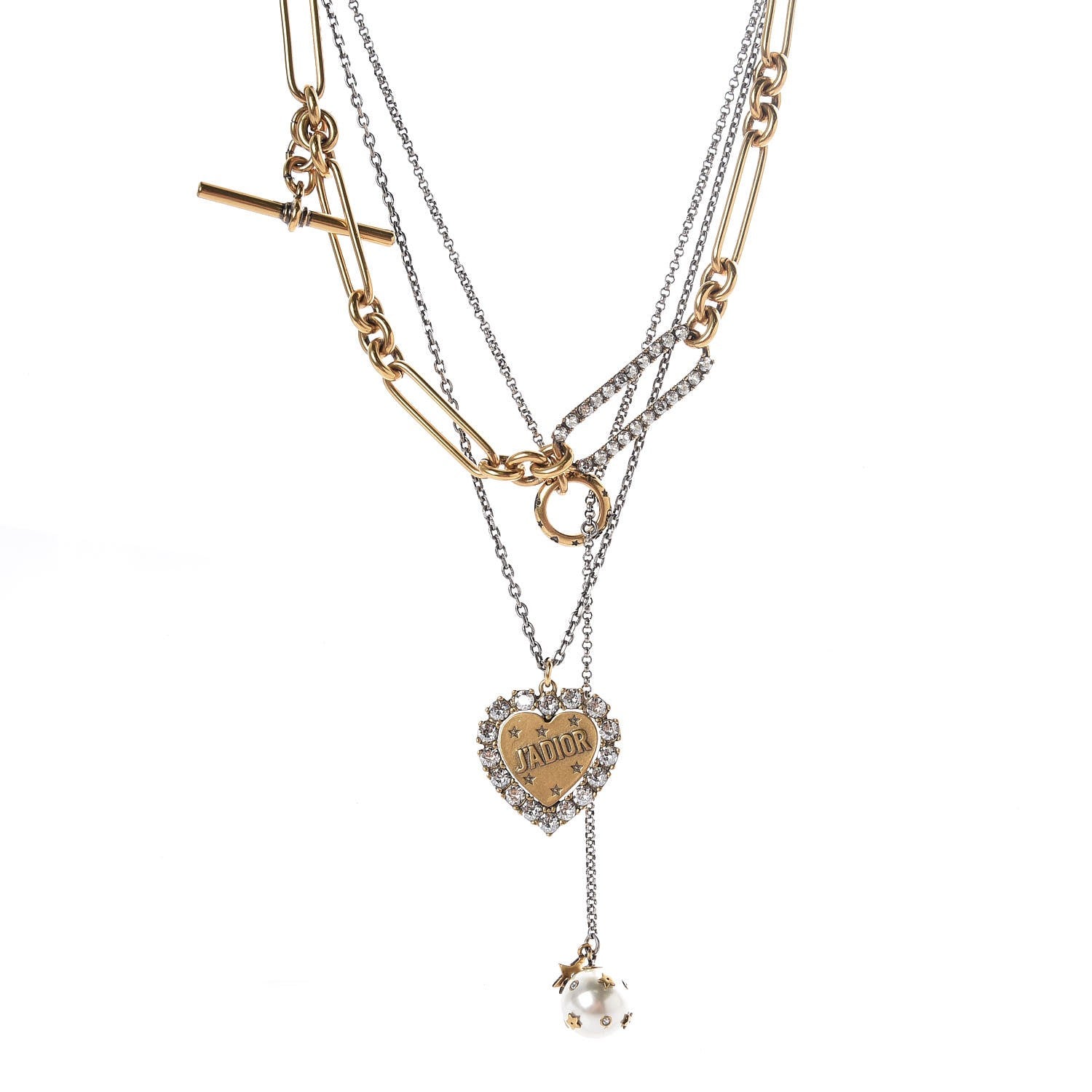 Christian Dior Metal Heart J'adior Multi Strand Necklace Aged Gold 1 of 7