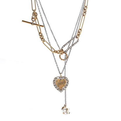 Christian Dior Metal Heart J'adior Multi Strand Necklace Aged Gold 1 of 7