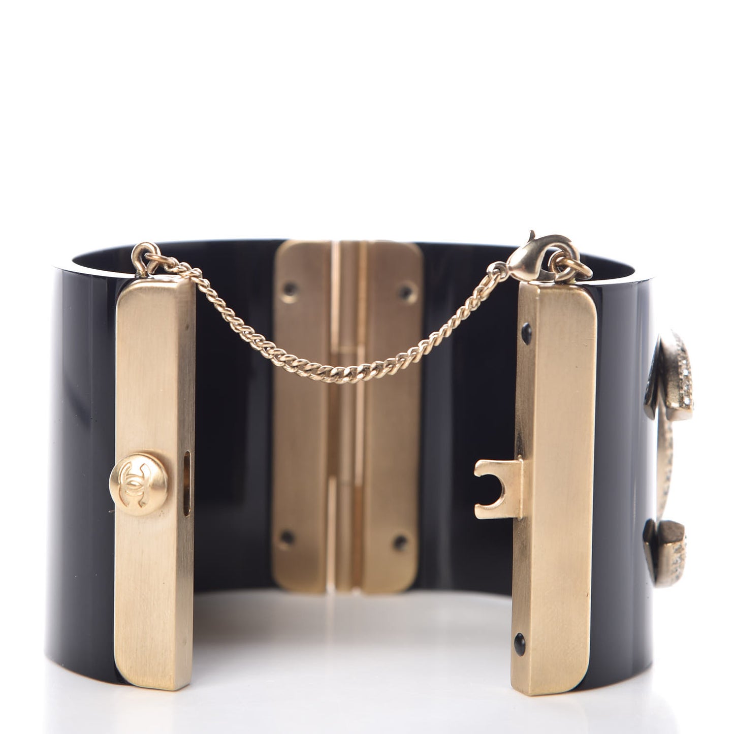 Resin Crystal Baguette CC Wide Cuff Black