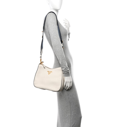 Prada Vitello Phenix Zippered Messenger Hobo White 2 of 10