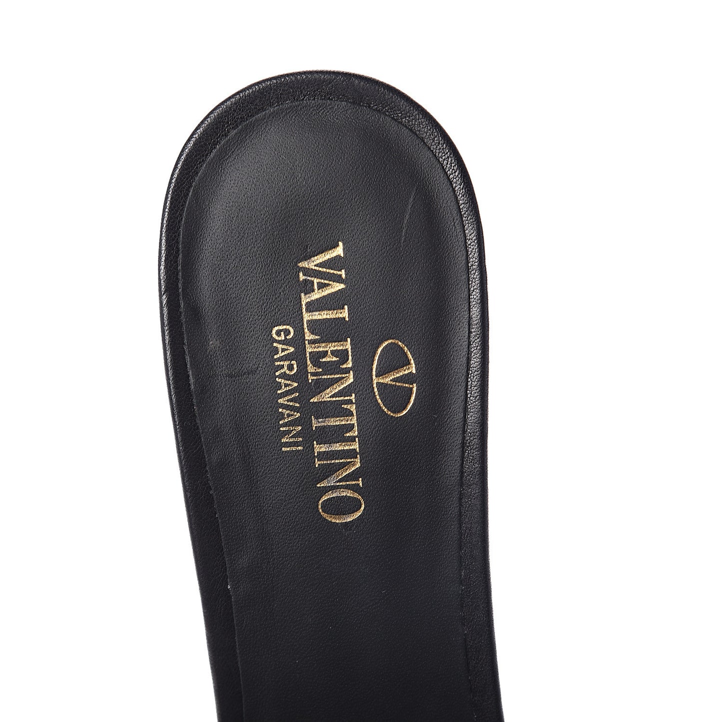 Grainy Cowhide VLogo 45mm Slide Sandals 37.5 Black