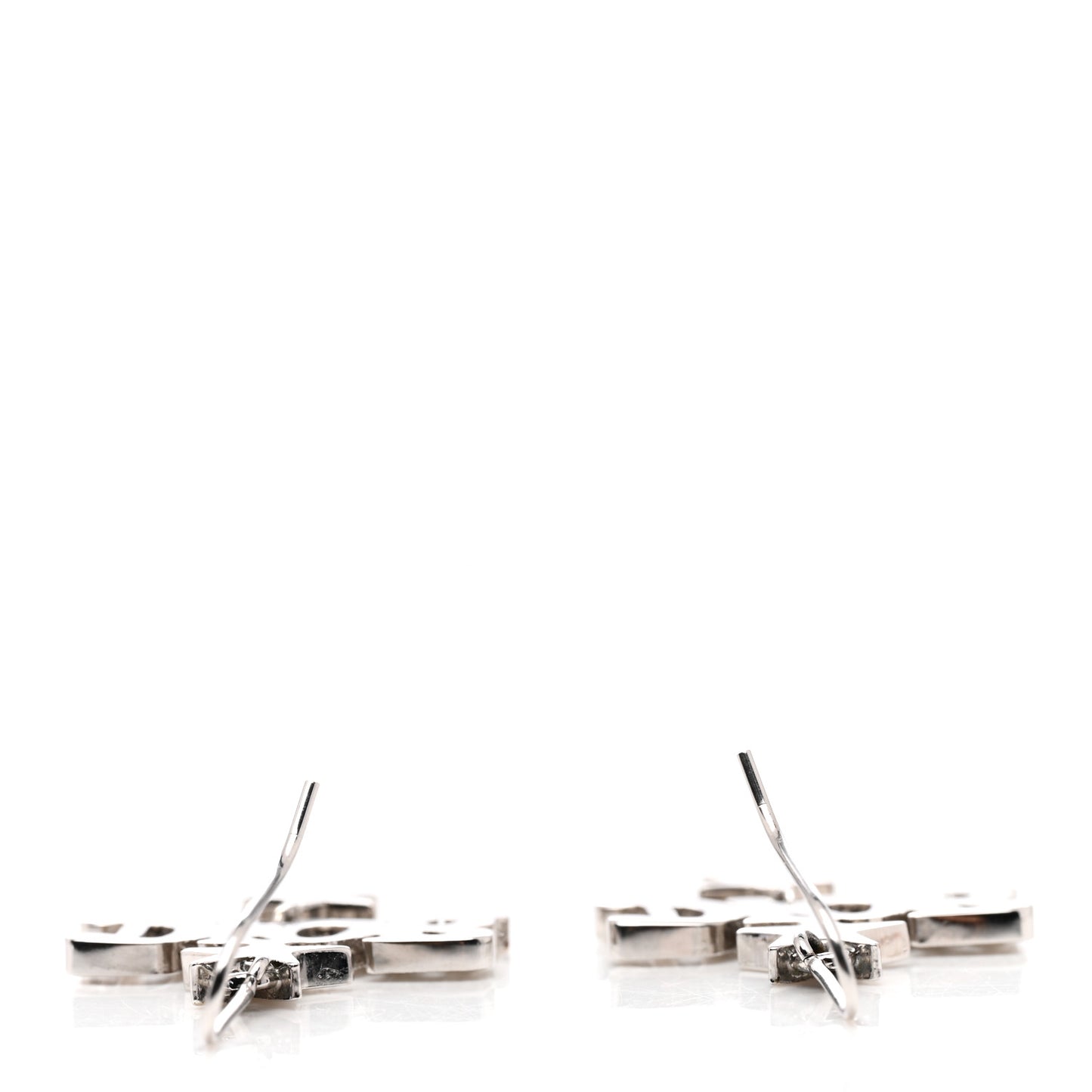 Crystal Logo Hoop Earrings Silver