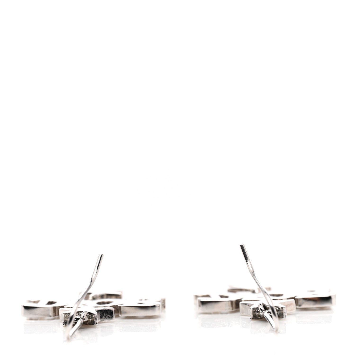 Christian Dior Crystal Logo Hoop Earrings Silver 3 of 3