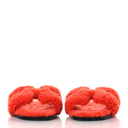 Hermes Woolskin Oran Sandals 38 Orange 2 of 7