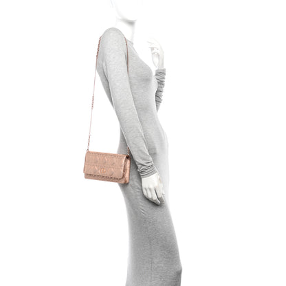Christian Dior Iridescent Metallic Lambskin Cannage Caro Pouch with Chain Pink 2 of 10