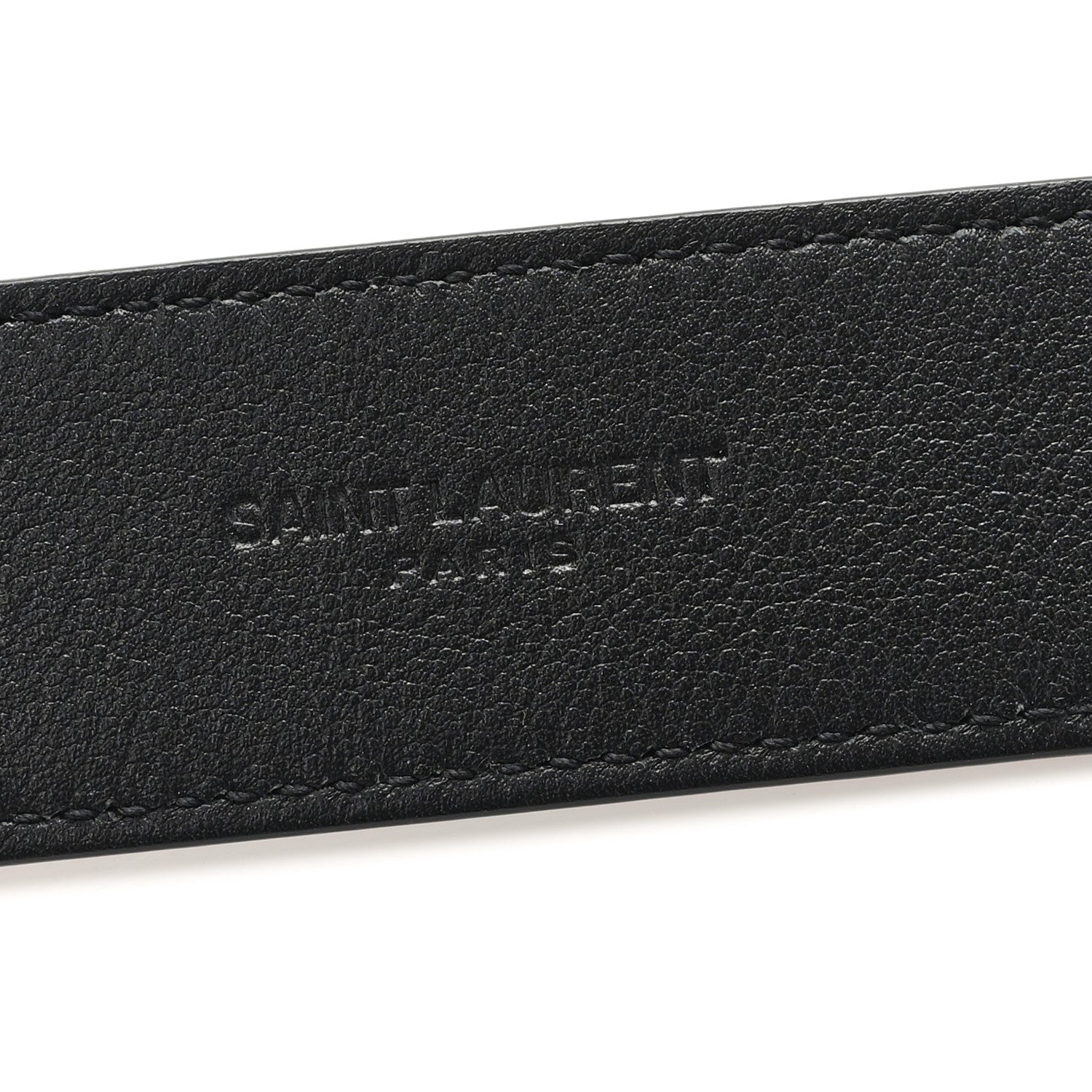 Saint Laurent Grained Calfskin Monogram Cassandre Square Buckle Belt 80 32 Black 3 of 5