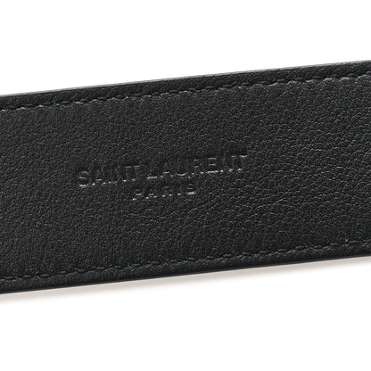 Saint Laurent Grained Calfskin Monogram Cassandre Square Buckle Belt 80 32 Black 3 of 5
