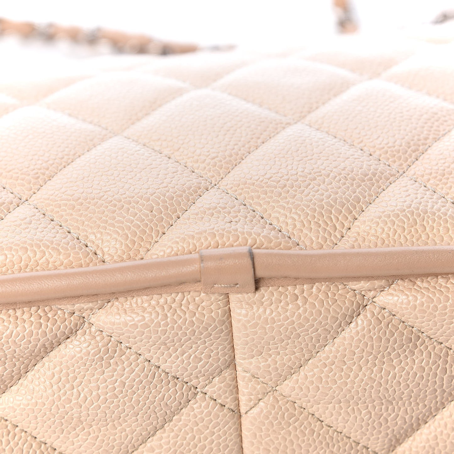 Caviar Quilted Large French Riviera Flap Beige