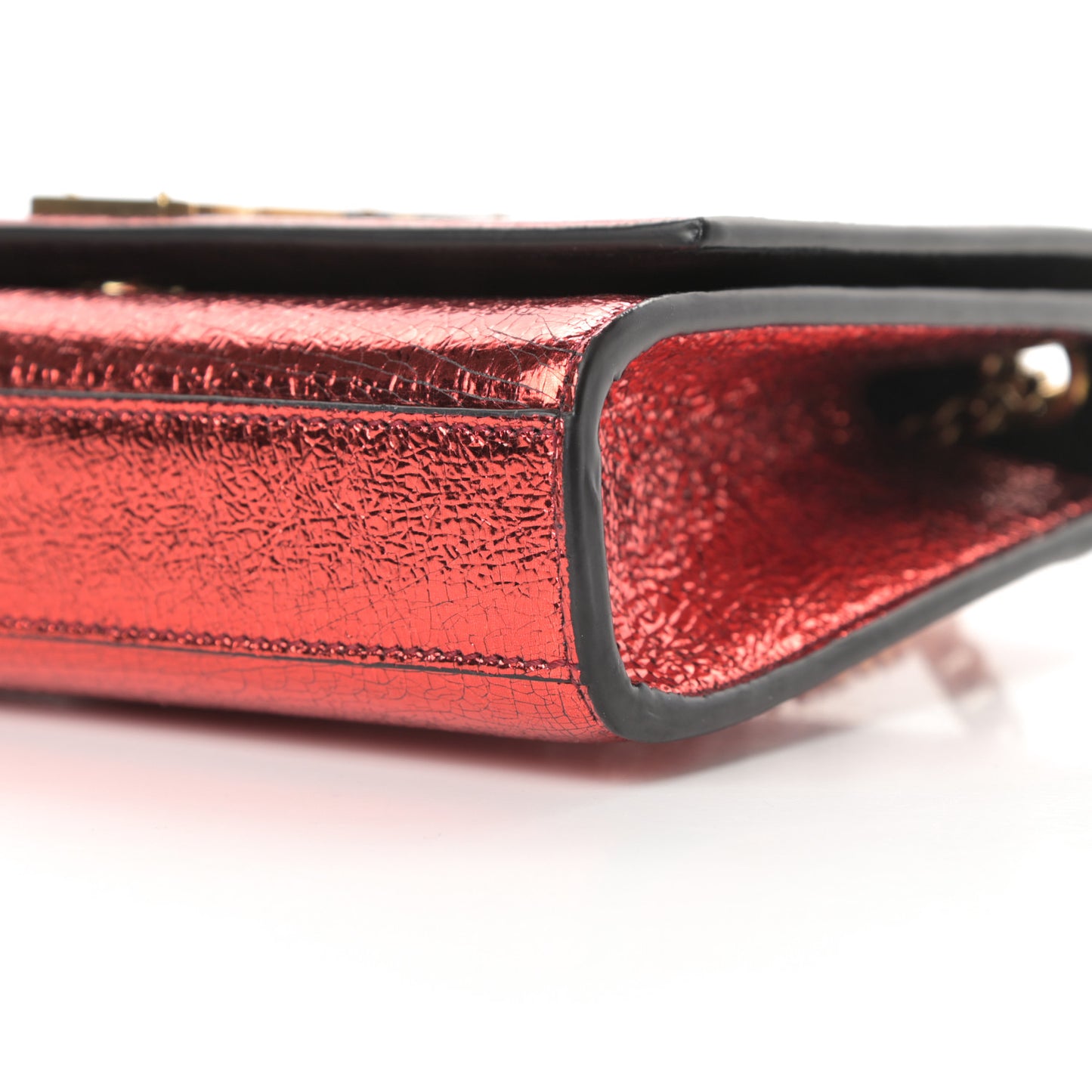 Metallic Calfskin Small Classic Monogram Kate Satchel Red