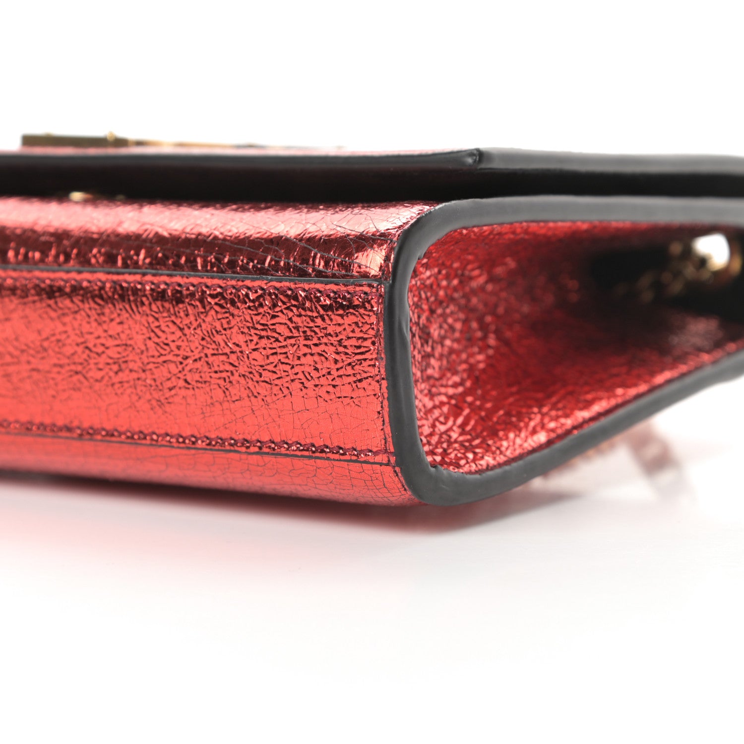 Saint Laurent Metallic Calfskin Small Classic Monogram Kate Satchel Red 10 of 12