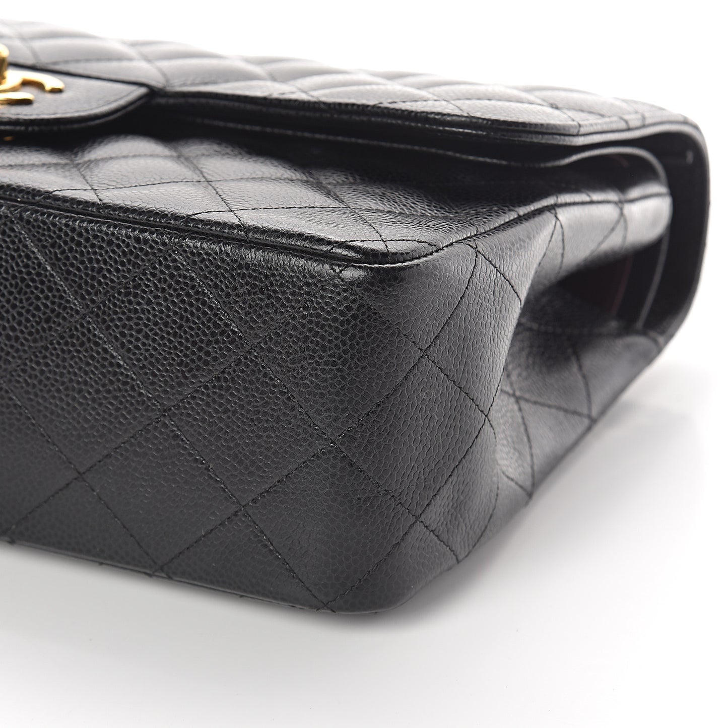 Caviar Quilted Jumbo Double Flap Black