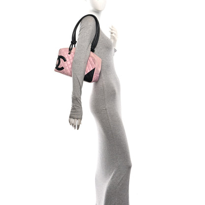Chanel Calfskin Quilted Large Cambon Bowler Pink Black 2 of 12