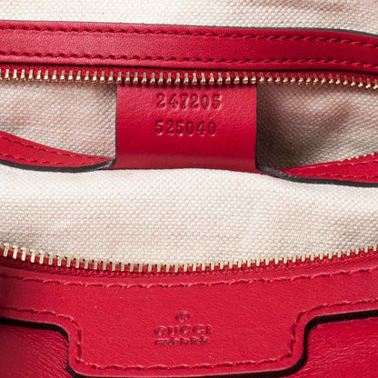 Gucci Calfskin Microguccissima Trim Medium Boston Raspberry Red 7 of 10