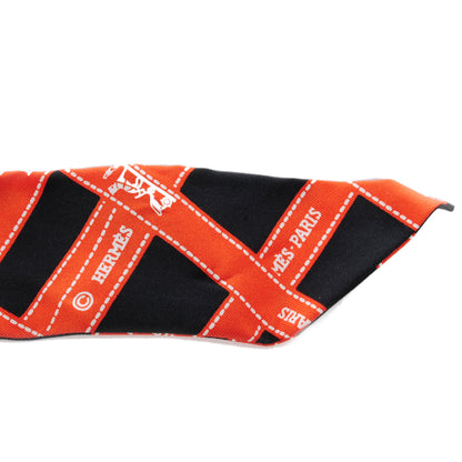 Hermes Silk Bolduc Twilly Black and Orange 3 of 5