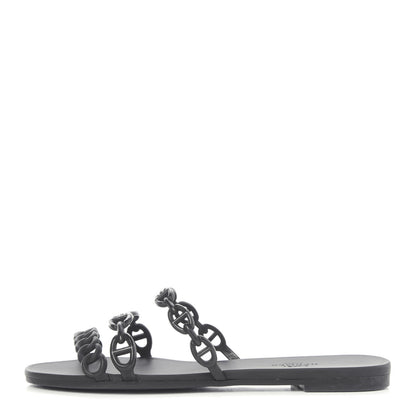Hermes Rubber Chaine d'Ancre Rivage Sandals 36 Black 1 of 9