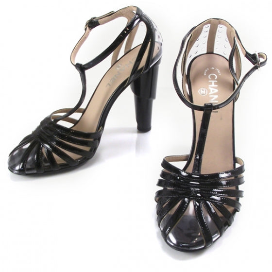 Chanel Patent T-Strap Heels 39 1 of 7