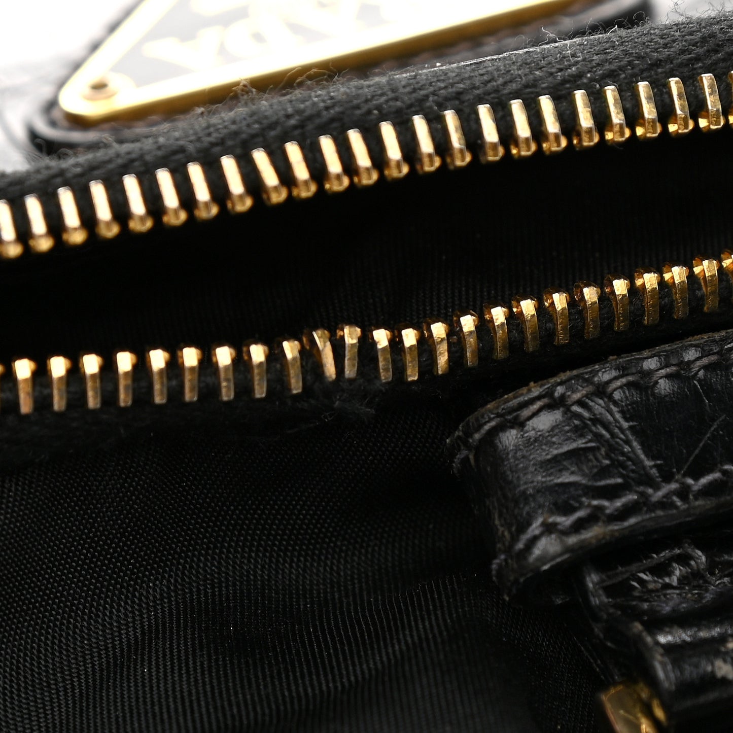 Tessuto Nylon Crocodile Embossed Calfskin Cinch Backpack Black