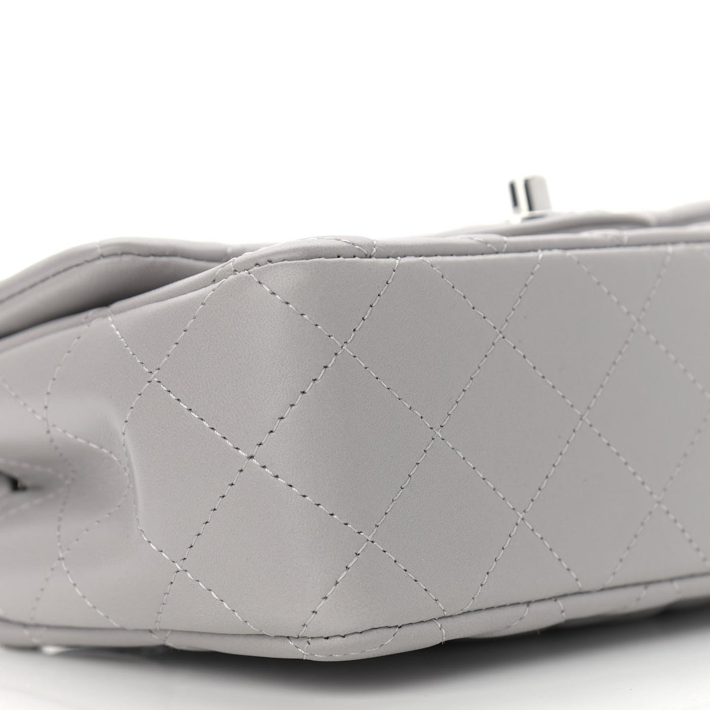 Lambskin Quilted Mini Rectangular Flap Grey