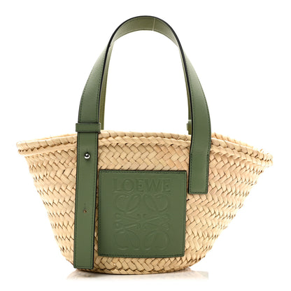 Loewe Raffia Small Basket Tote Bag Natural Green 1 of 10