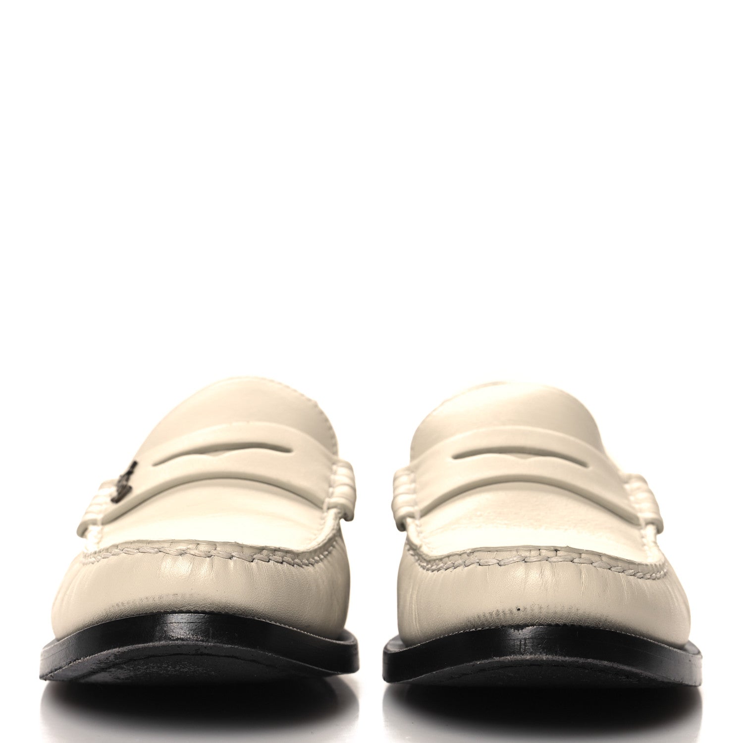 Saint Laurent Calfskin Penny Loafers 38.5 Pearl 3 of 11